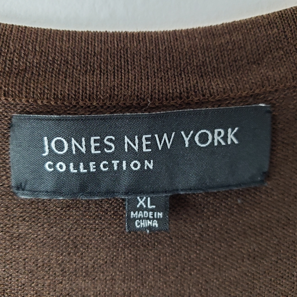 Jones New York Brown Beaded Neckline Shell Tank Top - Picture 6 of 7